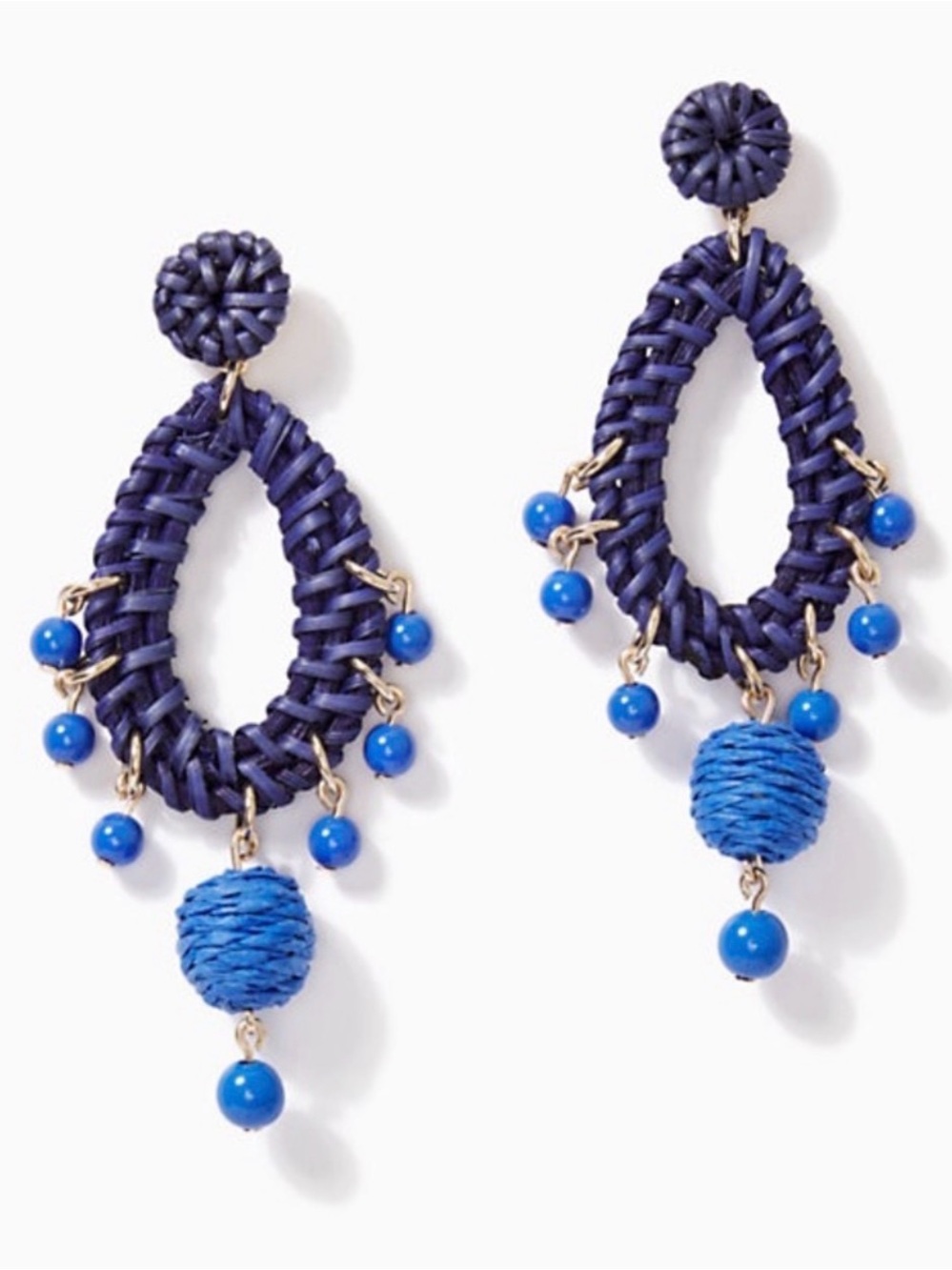 Lilly Pulitzer Alba Raffia Earrings Blue new